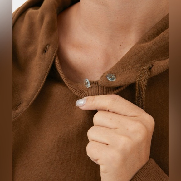 Halara Removable Hood Drawstring Cropped Fleece Cotton Hoodie | NEW!!!!🤎🐶 - Picture 6 of 15